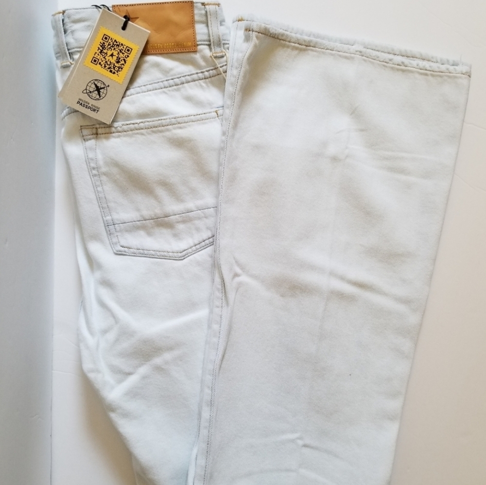 Golden Goose High Rise Boot Cut Jeans Size 29 Light Wash Bleached Blue - Picture 2 of 7